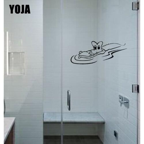 YOJA 10x24.7CM Cute Crocodile Home Decor Wall Sticker Bathroom Glass Decal G2-0267