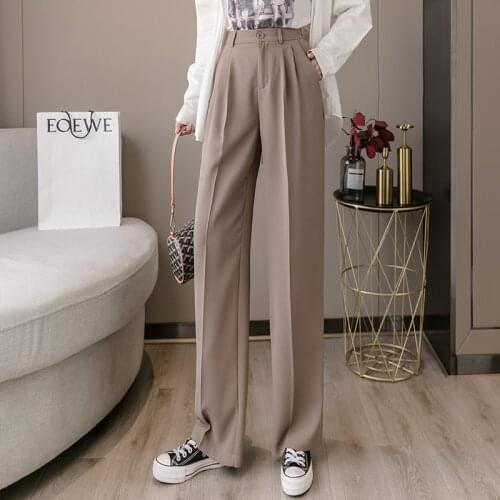 Womens clothing Autumn New Wide Leg Pants Womens 2021 New High Waist Casual Straight Loose Suit Women Harajuku Pants Female