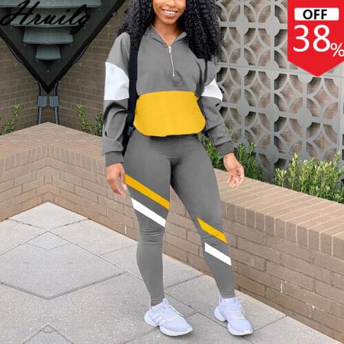 Women Tracksuit 2 Piece Set Stand Collar Long Sleeve Sweatshirt Pants Loungewear Women Sport Autumn Winter Running Women Sets