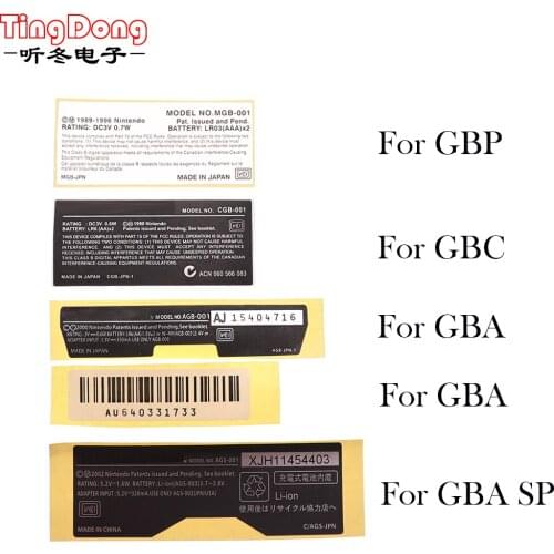 10PCS For GBA/ GBA SP/ GBC / GBP Game Console New Lables Back Stickers replacement for Gameboy Advance/ SP/ Color