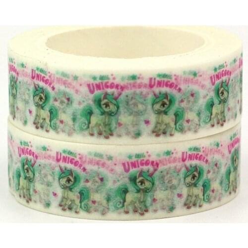 2PCS/lot NEW! Cute Blue unicorn pink heart Decor Washi Tape Paper DIY Scrapbooking Adhesive Tape 1.5cm*10m School Office Supply