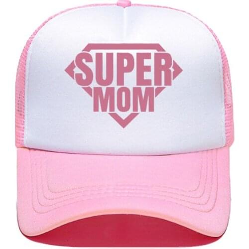 2020 New Super Mom Print Casual Baseball Cap Funny Men Women Parent-child Hats Mesh Visor Outdoor Sun Hat Adjustable Caps