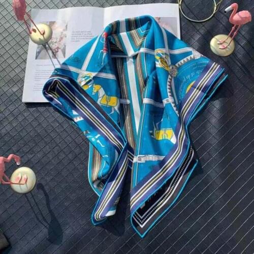 2020 new arrival winter autumn classic horse 100% pure silk scarf twill hand made roll 90*90 cm shawl wrap for women lady