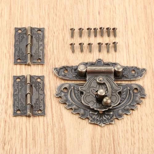 3pcs/set Antique Bronze Wooden Box Cabinet Hinges with Box Toggle Hasp Latch Clasp with Screws Vintage Furniture Hardware