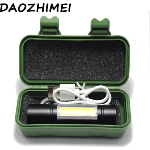 3800 lumen USB LED Flashlight COB Work Light Waterproof USB Rechargeable Built in Battery Working Torch Light