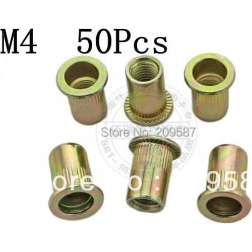 50pcs/lot Metric Steel Flat Head M4 Blind Insert Rivet Nut Rivnut Free Shipping
