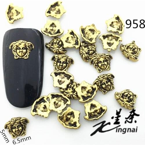 50pcs/pack Japan Alloy Nail Art Punk Style Retro Gold Sphinx Metal Accessories Decoration for Phototherapy Nail Sticker DIY