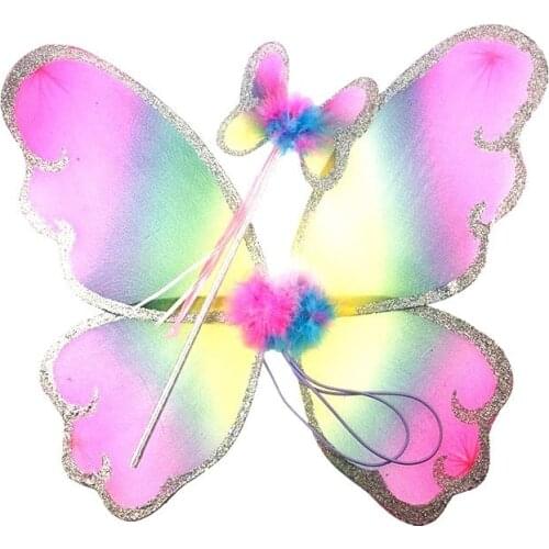 Butterfly Girl Angel Costume Dress Up Princess Fairy Wings Magic Wands for Birthday Party Flower Girls Christmas Wedding Decor