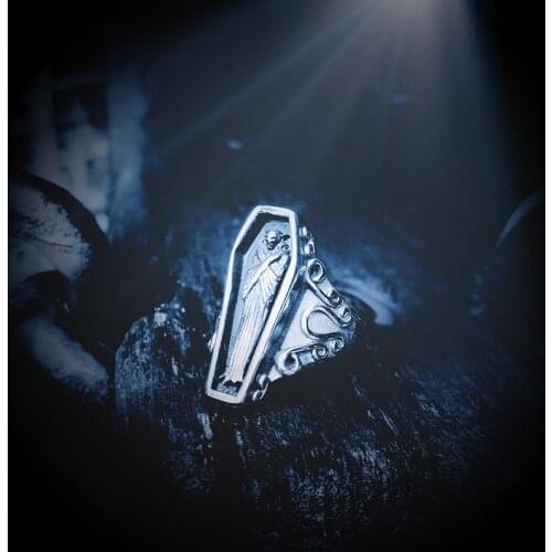BEIER 316L Stainless Steel Vampire Diaries Rings Rock party Coffin Fashion Skeleton Men Fashion Jewelry Dropshipping LLBR8-101R