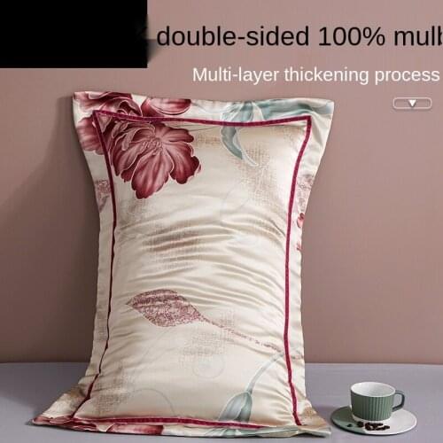 White Silkworm 100 Mulberry Silk Pillowcase Four Seasons Available Double-Sided Silk Pillowcase Thick Pillow Towel Silk Pillow