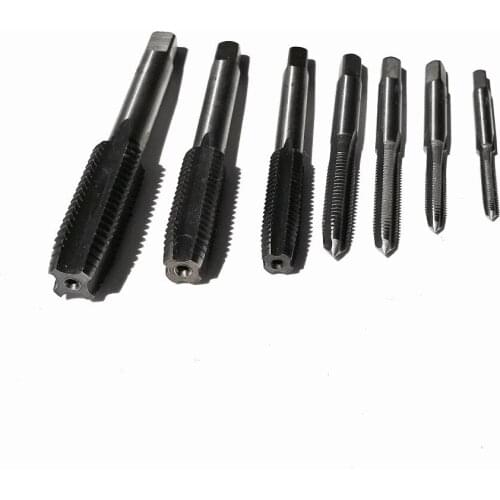 Free shipping High quality Alloy steel made 7pcs/set 3-12mm Manual straight Tap Screw Taps M3 M4 M5 M6 M8 M10 M12