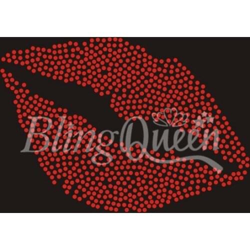 BlingQueen 25PCS/LOT Rhinestone Transfer Hot Fix Iron On Bling Lips Design