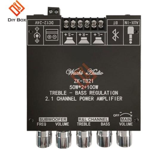 TPA3116 bluetooth 5.0 digital power amplifier module 2.1 channel treble-bass tone overweight subwoofer amplifier board stereo
