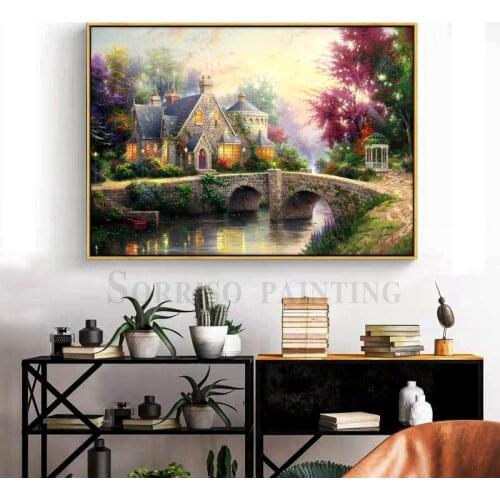 Europe Retro Pastoral Landscape Canvas Painting Corridor Wall Art Home Hallway Decor Posters And Prints Pictures For Living Room