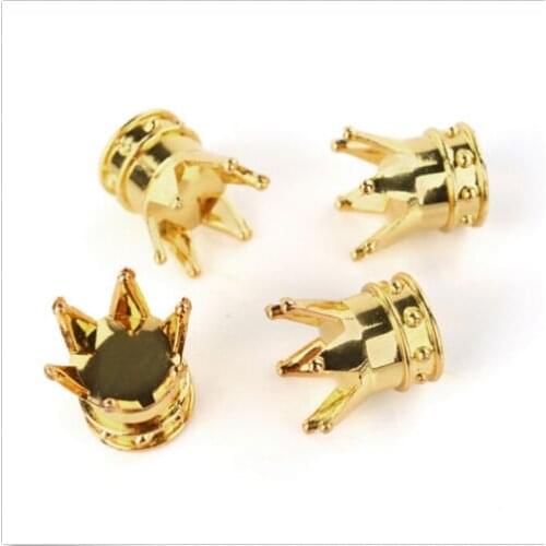Gouden Kroon Vormige Tyre Wheel Stem Air Valve Caps Auto Ventieldopjes Truck Auto Motocycle Fiets Mtb stof Stofdicht Caps/4 Pcs