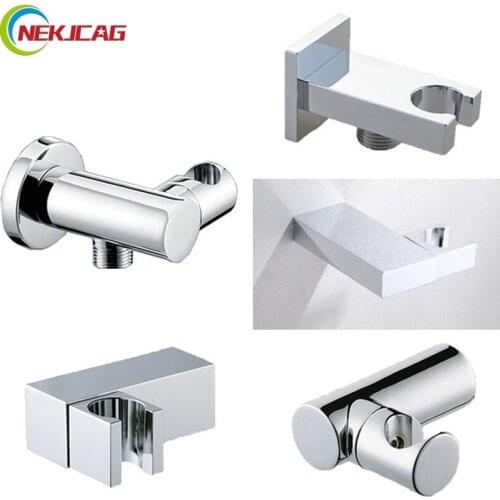 Chromed Polish Shower Mounting Brackets Soild Brass Standard G1/2" Shower Holder with Shower Hose Connector