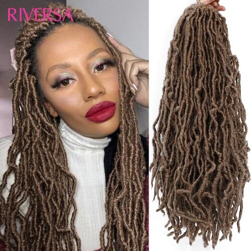6 Packs New Faux locs Goddess Soft Locs Curly Wavy Crochet Braiding Hair Pre Looped Faux locs Crochet Hair Synthetic Extensions
