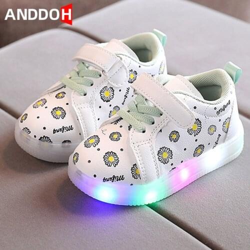 Size 21-30 Baby Girls Luminous Shoes with LED Lights Children Light Up Sport Sneakers Boys Kids Glowing Non-slip Toddler Shoes