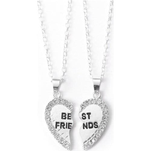 Fashion Best Friends Honey Love Couple Pendant Necklace 2 Pcs/ Set Rainbow Broken Heart BFF Good Friends Friendship Jewelry Gift