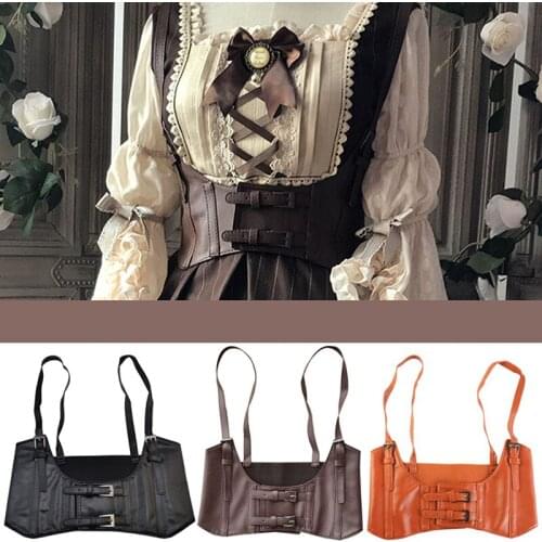 2021 New Vintage Womens Corset Belt Steampunk Harness Stretchy Waist Band Super Wide Cincher With Buckle Cummerbunds
