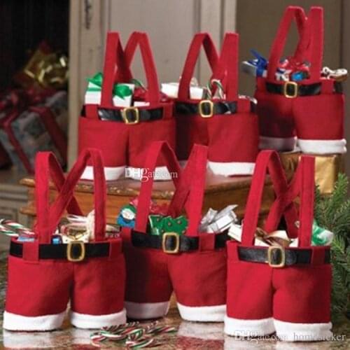 Christmas New Santa Pants Design Treat Candy Bags Wedding Xmas New Year Gift Bags Chirstmas Decorations Santa Bag Ornaments 20cm