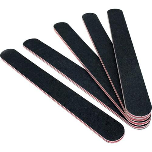 5pcs/10pcs Nailfile 100/180 Professional Nail Buffer Black Sandpaper Buffing Sanding Files Strong Straight Lime Angle