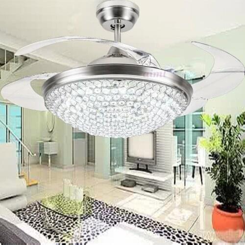 36/42inch 92/108cm 4color dimming contrK9 Crystal Ceiling Fan Modern/Contemporary Living Room Remote Control Led Fan Lights Bedr