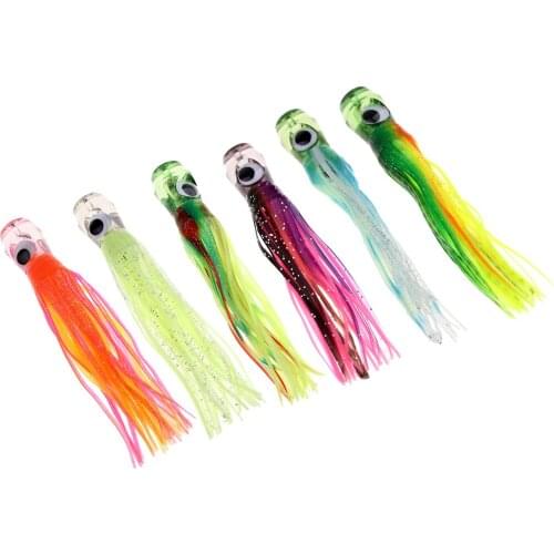 6pcs Big Game Squid Skirt Trolling Lure Saltwater Jet Head Lure Offshore Fishing
