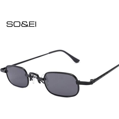 SO&EI Vintage Classic Punk Rectangle Women Sunglasses Brand Designer Tinted Clear Lens Eyewear Men Goggle UV400 Glasses Frames