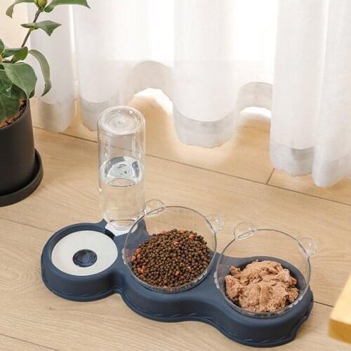 Dog Cat Bowls Double Dogs Food Feeder No-Spill Detachable Water Food Bowl Pets Feeder Dog Cats Drink Bowls