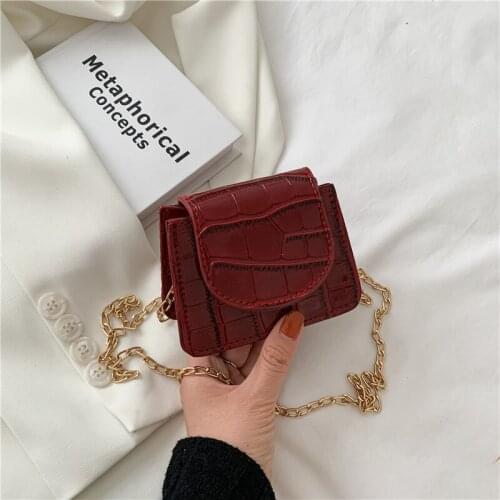 Cute Stone Pattern Chain Messenger Bag Mini Small Square Flap Bag Children Little Girls Coin Wallet Pouch Box Shoulder Bag