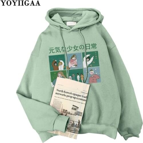 Thick Hoodies Women Hooded Sweatshirts Womens Hoodies Harajuku Printed Female Hoodie Long Sleeve Women Pullovers Lady Tops
