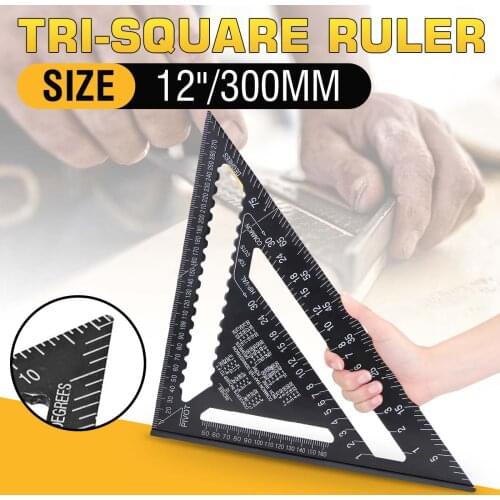 Angle Ruler 7/12 inch Metric Aluminum Alloy Triangular Measuring Ruler Woodwork Speed Square Triangle Angle Protractor