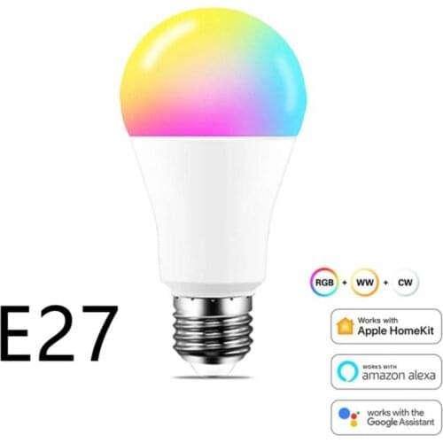 WiFi Smart Light Bulb E27/E26/B22 RGB+CW 9W Energy Saving Dimming LED Bulb Work With Alexa Google home Homekit