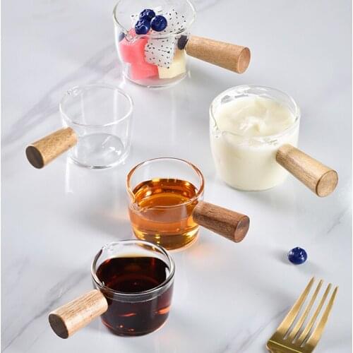 Thickened Glass with Wooden Handle Espresso Cup Mini Milk Cup Espresso Cup