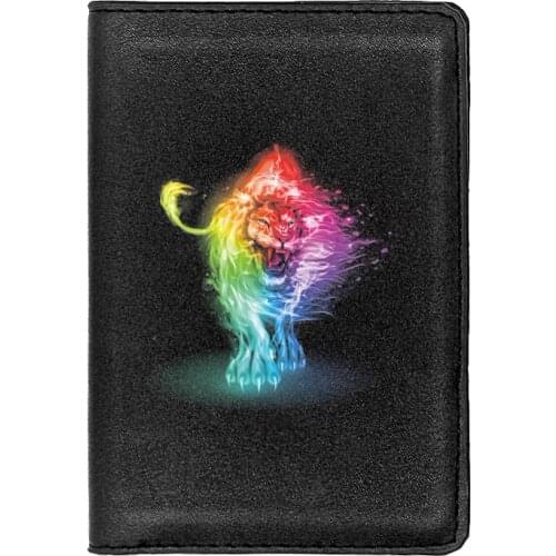 High Quality Leather The Lion King Printing Travel Passport Cover ID Credit Card Case
