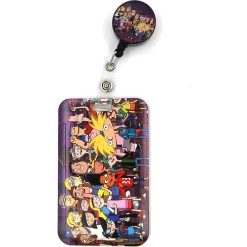 Funny Cartoon Characters Cute Card Cover Clip Lanyard Retractable Student Nurse Badge Reel Clip Cartoon ID Card Badge Holder