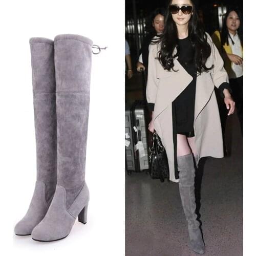 Plus Size New Shoes Women Boots Black Over the Knee Boots Sexy Female Autumn Winter lady Thigh High Boots ghn78