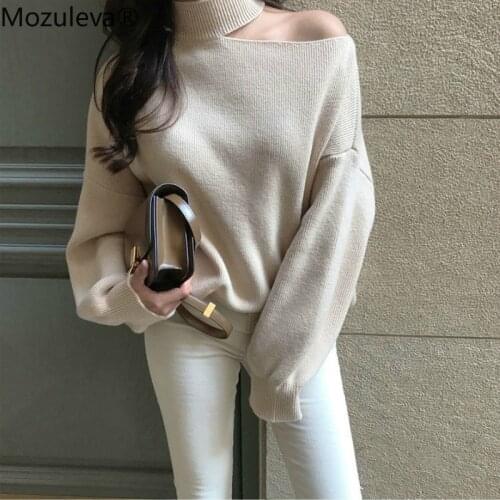 Mozuleva 2020 Fashion Chic Hollow Out Women Sweater Autumn Winter Loose Female Knitted Jumpers Women Sexy Sweater Pullovers