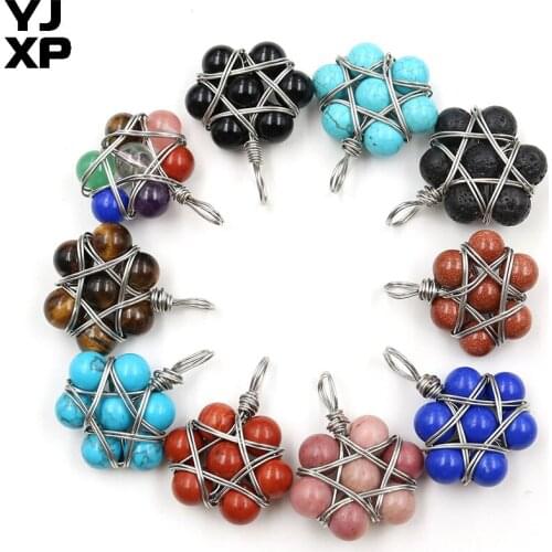 1 Pcs DIY Handmade Wire Wrap Beads Pendant Hexagram Star of David 7 Chakra Reiki Amulet Pendants for Necklace Charms Jewelry