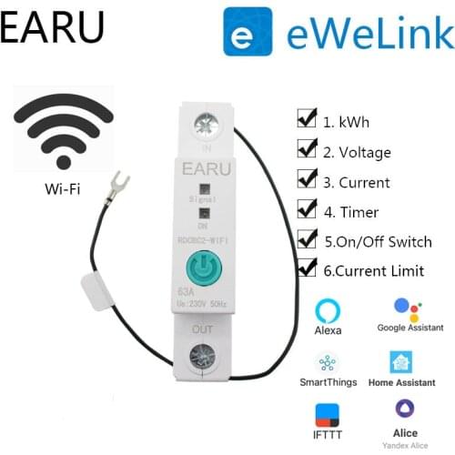 1P Din Rail WIFI Smart Energy Meter Power Consumption kWh Meter Circuit Breaker Time Timer Switch Relay Voltmeter for Smart Home