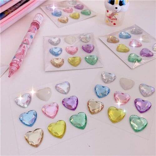 3D Love Heart Diamond Stickers Junk Journal Album Happy Planner Phone Decoration Stickers DIY Scrapbooking Craft Photo Album