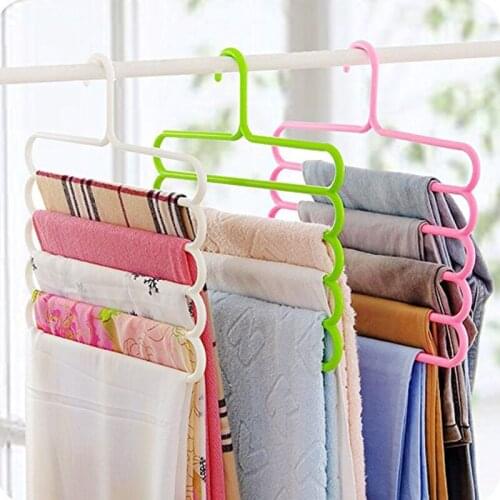 5 layers PP Clothes Hangers Portable Pants Storage Hangers Clothes Storage Rack Multilayer Storage Cloth Hanger Closet Organizer