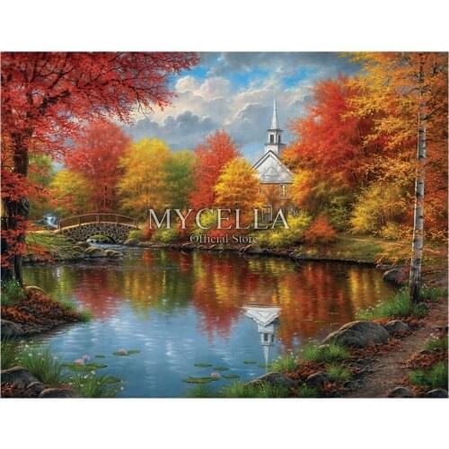 Churches & Temples 5D Diy Diamond Painting Autumn Art Diamond Embroidery Full Drill Needlework Rhinestone Mosaic Home Decor Gift