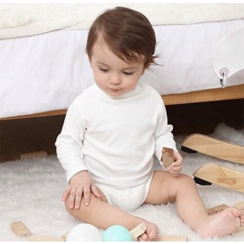 Infant Baby Bodysuit White Red Solid Body Boys Onesie Long Sleeve High-necked Cotton Jumpsuits New Born Toddler Girl Clothes