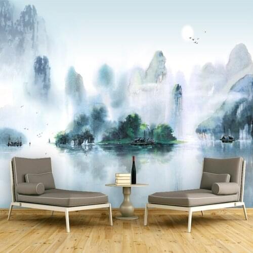 Custom 3D Photo large Wallpaper Hand Painting Chinese style Wallpaper for Wall Landscape Painting TV Background Study home decor