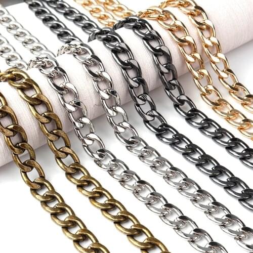 SAUVOO 5 Meter Curb Cuban Link Chain Rhodium Antique Bronze Chain Necklace Punk Choker For Men Wome Fashion Male Jewelry Gift