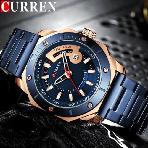 CURREN Sport Men Watch Top Brand Luxury Blue Military Business Waterproof Male Clock Stainless Steel Quartz Man Wristwatch 8344