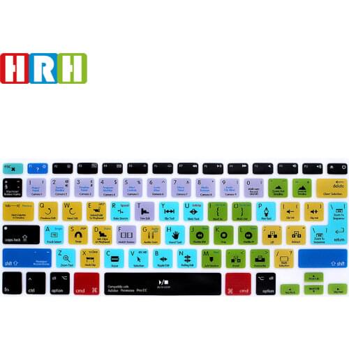 HRH Premiere Pro CC Hotkey Shortcuts Function Silicone Keyboard Cover Protector Keypad Skin For Macbook Air Pro 13 15 17