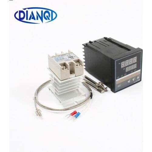 Digital PID AC REX C700 V*AN Temperature Controller 0-400C OUTPUT SSR M6 Thermocouple SSR40DA 40A Heat Sink Rex-C700 220v